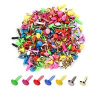 moinkerin 200 Pcs Paper Fasteners Split Pins Crafts 0.3 x 0.55inch Mini Brads for Paper Crafts Multicolor Brad Fasteners for DIY,Crafting,Scrapbooking,Stamping Round Head fasteners for Office (8x14mm)