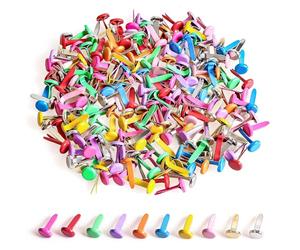 moinkerin 200 Pcs Paper Fasteners Split Pins Crafts 0.3 x 0.55inch Mini Brads for Paper Crafts Multicolor Brad Fasteners for DIY,Crafting,Scrapbooking,Stamping Round Head fasteners for Office (8x14mm)