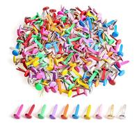 moinkerin 200 Pcs Paper Fasteners Split Pins Crafts 0.3 x 0.63inch Mini Brads for Paper Crafts Multicolor Brad Fasteners for DIY,Crafting,Scrapbooking,Stamping Round Head fasteners for Office (8x16mm)