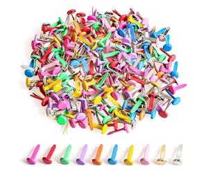 moinkerin 200 Pcs Paper Fasteners Split Pins Crafts 0.3 x 0.63inch Mini Brads for Paper Crafts Multicolor Brad Fasteners for DIY,Crafting,Scrapbooking,Stamping Round Head fasteners for Office (8x16mm)