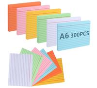 moinkerin Flash Cards 300 Pieces 5.83 * 4.13inch Multicolor Index Cards Record Cards Paper Revision Cards Lined Flashcards for Office Home School Learning