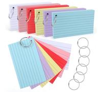 moinkerin Flash Cards 360 Pieces 5 * 3 Inch Multicolor Index Cards Record Cards with 7 Binder Rings for Office Home School Learning