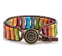 MOINSPIRE Boho Beaded Bracelets for Women - Adjustable Handmade Wrap Bracelet with Tube Natural Stone Beads, Colorful Beaded Strap Bohemian Jewelry Braided for Birthday Gifts