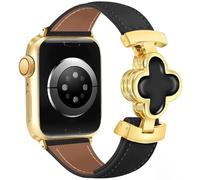 MOINSPIRE Magnetic Leather Bands Women for Apple Watch Lucky Four-Leaf Clover Cute Dressy Slim Designer Watch Bands Compatible with iwatch Series 11/10/9/8/7/6/5/4/3/2/1 SE 1/2/3 Ultra 1/2/3