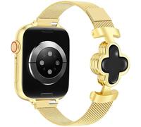 MOINSPIRE Slim Mesh Metal Band for Women Compatible with Apple Watch 38mm 40mm 41mm 42mm(S10/11) Four-Leaf Clover Magnetic Milanese Loop Elegant Strap for iWatch Series 11/10/9/8/7/6/5/4/SE/3/2/1 M