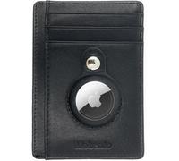 MOIRENTO AirTag Wallet - RFID Blocking Full Grain Leather for Men & Women - 5 Card Slots, Banknote Holder, Secure Unisex Adults - Black Leather Minimalist Design
