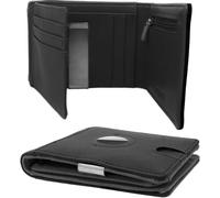 MOIRENTO, Airtag Wallet, Slim, Real Leather, RFID Blocking - Smart Trifold Bifold, Credit Card Holder, Money Clip, Apple Air Tag, with Coin Pocket Air Tag. Black UK