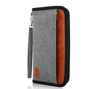 MOIRENTO Travel Document Holder Wallet Passport for Family RFID Blocking Organiser Holiday Organisers Accessories Grey Gifts Large Ticket Men UK Women, Grey-Brown