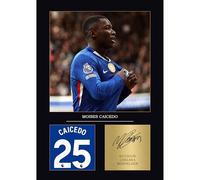 Moisés Caicedo Gift Signed A4 Print Display Unframed Chelsea Gifts For Boys Digitally Reproduced Signature Chelsea FC Gifts CFC (Framed)