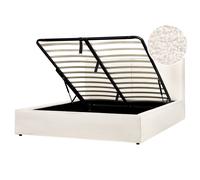 Beliani Ottoman Bed Moissac Boucle Off-White 160 X 200 Cm (Eu King Size)