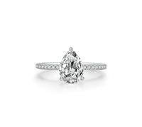 Moissanite 2.5ct Wedding Bands for Girlfriend Elegant, Solid 18K Real Gold Engagement Rings Teardrop White Gold Promise Rings for Her Size R 1/2