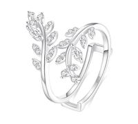 Moissanite Adjustable Rings for Women 0.45 Carat Marquise Cut D Color VVS1 Lab Created Open Twist Ring 925 Sterling Silver with 18K White Gold Stackable Wedding Ring, Medium, Gemstone Sterling Silver