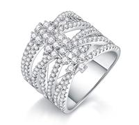 Moissanite Anniversary Bands for Wife Large, Solid 18 Karat Real Gold Engagement Rings White Gold Promise Rings for Her Size U 1/2