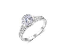 Moissanite Band Stackable, Promise Ring to Self Round White Gold with 1ct Moissanite Platinum 950 Size S 1/2