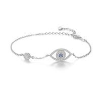 Moissanite Bracelet for Women 14K Gold Over 925 Sterling Silver Dainty Adjustable Evil Eye Fashion Jewelry Gift for Her, Middle, Nickel, Moissanite