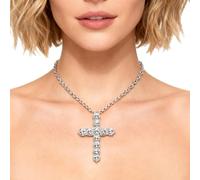 Moissanite Cross Pendant - Luxury Religious Jewelry with Lab-Grown Diamonds | Platinum White Gold Plated 925 Sterling Silver Necklace | for Men, Women, Couples, Wedding, Christmas, and Birthday