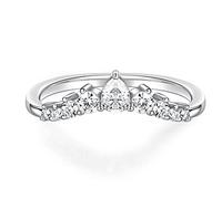 Moissanite Curved Wedding Band for Women, White Gold Sterling Silver, Created Moissanite