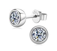 Moissanite Earrings for Women 925 Sterling Silver 0.5-1 Carat D Color VVS1 Moissanite Diamond Stud Earrings Hypoallergenic Earrings for Sensitive Ears New Year Gift Christmas Gift, Total 1carat (0.5ct