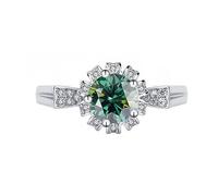 Moissanite Engagement for Women 1ct Round Cut D Color S925 Sterling Silver VVS1 Diamond Red/Yellow/Pink(Green,8)