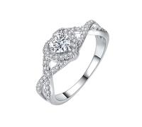 Moissanite Engagement Ring 925 Sterling Silver, Engagement Wedding Rings for Women, Imitation Moissanite Adjustable Wedding Rings,Friendship Promise Fashion Jewelry Valentine Gifts (B, Adjustable)