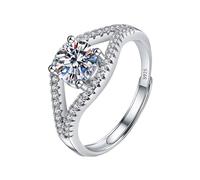 Moissanite Engagement Ring 925 Sterling Silver, Engagement Wedding Rings for Women, Imitation Moissanite Adjustable Wedding Rings,Friendship Promise Fashion Jewelry Valentine Gifts (I, Adjustable)