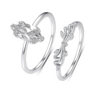Moissanite Eternity Band for Women, Wedding Ring 2 Band Set Au375 9K White Gold Ring Size L 1/2