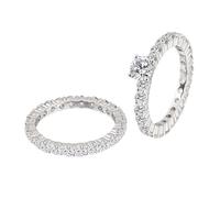 Moissanite Eternity Bands for Women, Eternity Ring for Women Stackable 2 Ring Set with Round Shape Moissanite 18K White Gold Size U 1/2