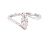 Moissanite Fashion Rings for Women White Gold Wedding Band 9K Solitaire Marquise Shape Size O 1/2 Popular for Lesbian Birthday Jewelry