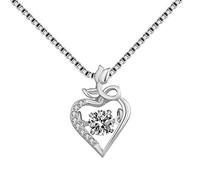 Moissanite Heart Necklace for Women, Heart Shape Silver Plated Necklace Dainty Love Heart Pendant, Vows of Love Forever Love Token, Valentine Birthday Mother's Day Gift For Women (C)