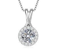 Moissanite Necklace for Women 1-3CT Lab Created Imitation-diamond Hola Pendant Gift for Her Wife Mom Daughter Jewelry Wedding Anniversary Birthday Valentine Engagements Mothers Day Gifts, Main Stone