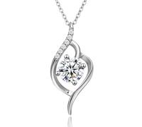 Moissanite Necklaces for Women, 0.5-1 Carat D VVS1 Sterling Silver Moissanite Pendant, 18K White Gold, Artificial Moissanite Jewellery, Romantic Anniversary Birthday Gift for Her, Sterling Silver