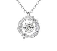 Moissanite Open Leaf Circle Moissanite Necklace Sparkling 18K White Gold 925 Sterling Silver Gift for Wife Girlfriend Mom Valentine's Day Anniversary Birthday