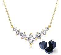 Moissanite Pendant Necklace for Women - 1.7 2.8 5CT Multi-stone Lab Created Diamond Necklace 925 Sterling Silver, White Gold Jewellery Gift for Her Wife Mum (Four-Leaf Clover-14K Gold, 2.8 Carats)