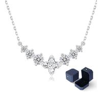 Moissanite Pendant Necklace for Women - 1.7 2.8 5CT Multi-stone Lab Created Diamond Necklace 925 Sterling Silver, White Gold Jewellery Gift for Her Wife Mum (Four-Leaf Clover-White Gold, 2.8 Carats)