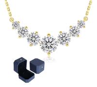 Moissanite Pendant Necklace for Women - 1.7CT/2.8CT/5CT Multi-stone Lab Created Diamond Necklace 925 Sterling Silver, Gift for Her, White Gold Jewellery for Wife Mum Birthday (14K Gold, 2.8 Carats)