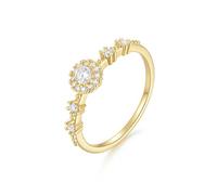 Moissanite Ring Art Deco White Gold Wedding Band Women 9K Au375 Size H 1/2 White Round 6mm Moissanite Stackable for Wife Classic
