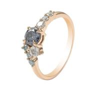 Moissanite Ring Bands for Women, Simple Promise Ring Round Jewelry 18K Yellow Gold for Bride Size L 1/2