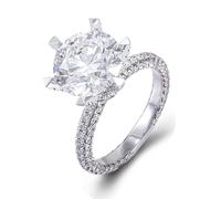 Moissanite Ring Bands for Women, Wedding Bands Vintage 750 White Gold Round Band for Wife Fiancée Size I 1/2