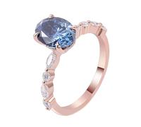 Moissanite Ring for Women, Vintage Engagement Ring 750 Rose Gold 4 Claws Band for Proposal Wedding Promise Size Q 1/2