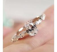 Moissanite Ring Princess Square Diamond Ring Fashion 3CT 925 Sterling Silver Engagement Ring Oval CZ Wedding Promise Ring for Women Classic Simulated Diamond Band, US Code 8, Sterling Silver, Created