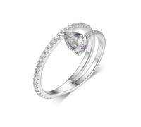 Moissanite Rings Bands for Women, Eternity Rings Droplet Platinum PT950 Band Size N 1/2