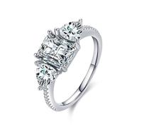 Moissanite Rings for Women Platinum Wedding Band 9K Au375 Size H 1/2 White Round 6X6mm Moissanite Stackable for Sister Modern