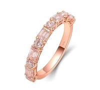 Moissanite Rings for Women Wedding Band, Promise Ring Unique Row Drill 18.1K Rose Gold with Rectangular Shape Moissanite Size J 1/2