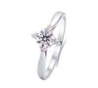 Moissanite Rings Unique, Rings for Women Marriage Round White Gold 14K with White Moissanite Size S 1/2