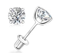 Moissanite Screw Back Stud Earrings 0.2ct 4ct Moissanite Earrings for Women 925 Sterling Silver Genuine Colorful Moissan Hypoallergenic Jewelry Stud Earrings Gifts, 1CT - (0.5ct * 2) - 5mm, Sterling