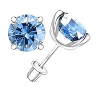 Moissanite Screw Back Stud Earrings 0.2ct 4ct Moissanite Earrings for Women 925 Sterling Silver Genuine Colorful Moissan Hypoallergenic Jewelry Stud Earrings Gifts, 4CT - (2ct * 2) - 8mm, Sterling