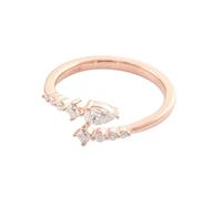 Moissanite Solitaire Engagement Ring, X Rings for Women Rose Gold 18K Geometric with Pear Shape Moissanite Size L 1/2