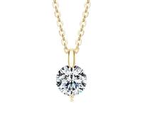 Moissanite Solitaire Pendant for Women 14K Gold Plated 925 Sterling Silver Simulated Diamond Dainty Jewelry Gift for Her Mom Wife, Medium, Sterling Silver, Moissanite