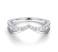 Moissanite Stackable Rings for Women, White Gold Sterling Silver, Created Moissanite