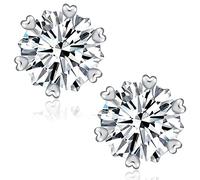 Moissanite Stud Earrings, 0.6ct-4ct Round Cut Solitaire Lab Created Diamond Earrings for Women and Men, White Gold Sterling Silver Metal Brass, Moissanite